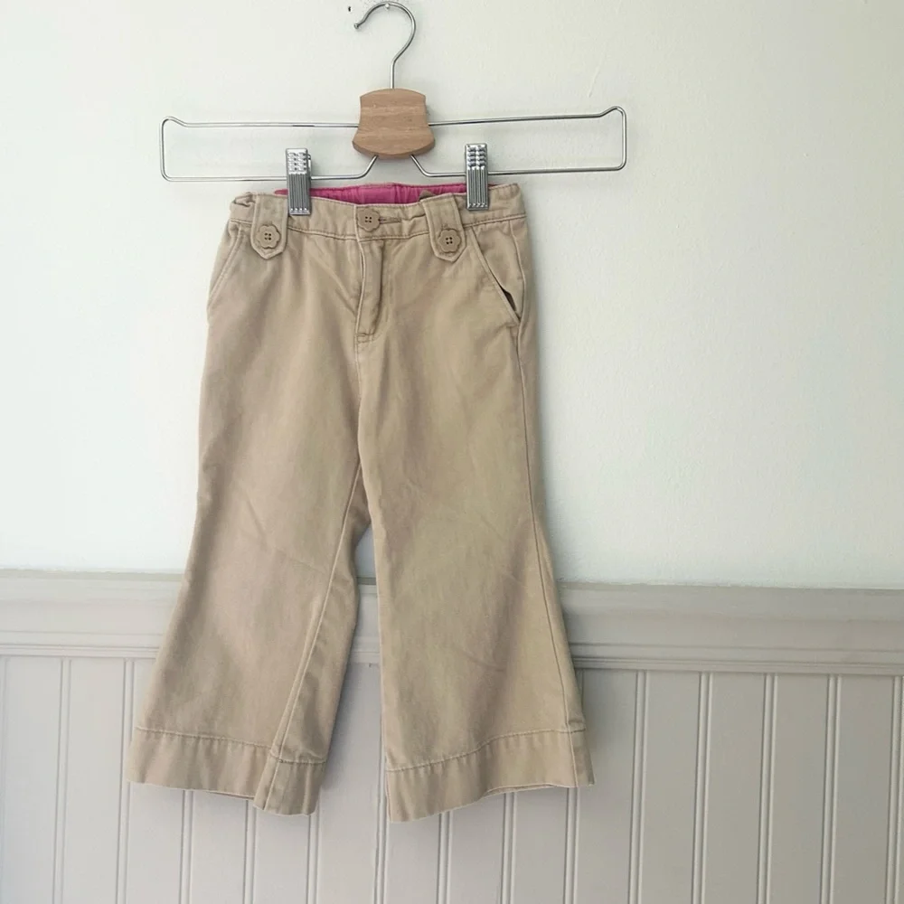 Vintage GAP Girls 2T Beige Cotton Casual Pants Adjustable Waist Kids Trousers